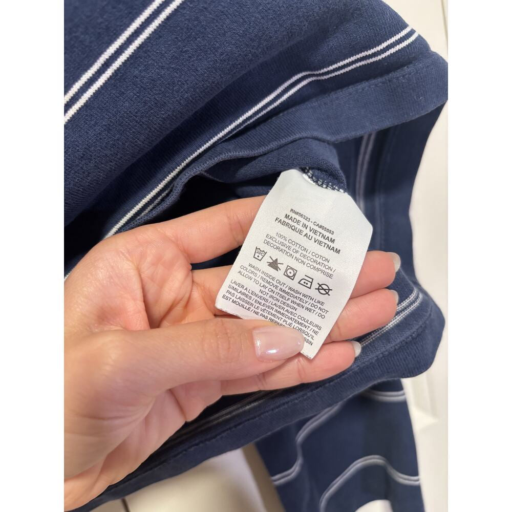 Nike Navy and White Striped Crop Long Sleeve Shirt S - Picture 6 of 8
